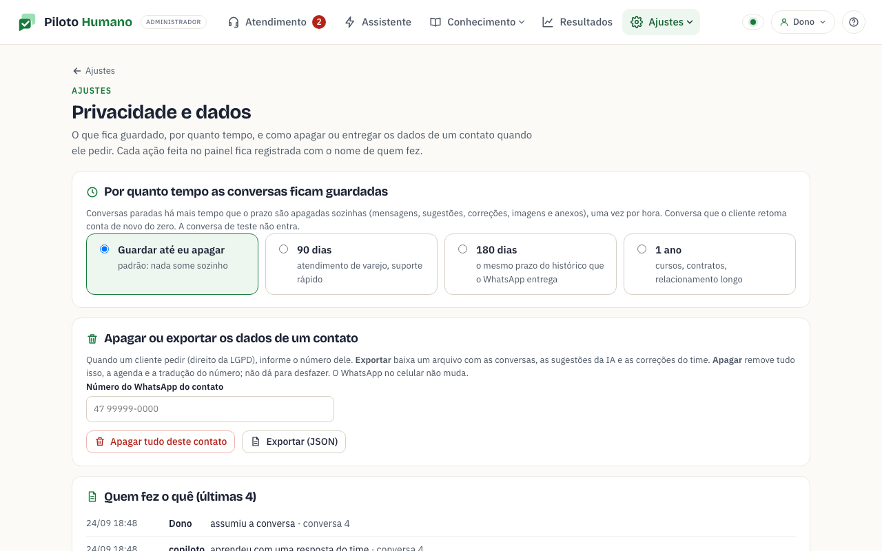 Privacidade e dados