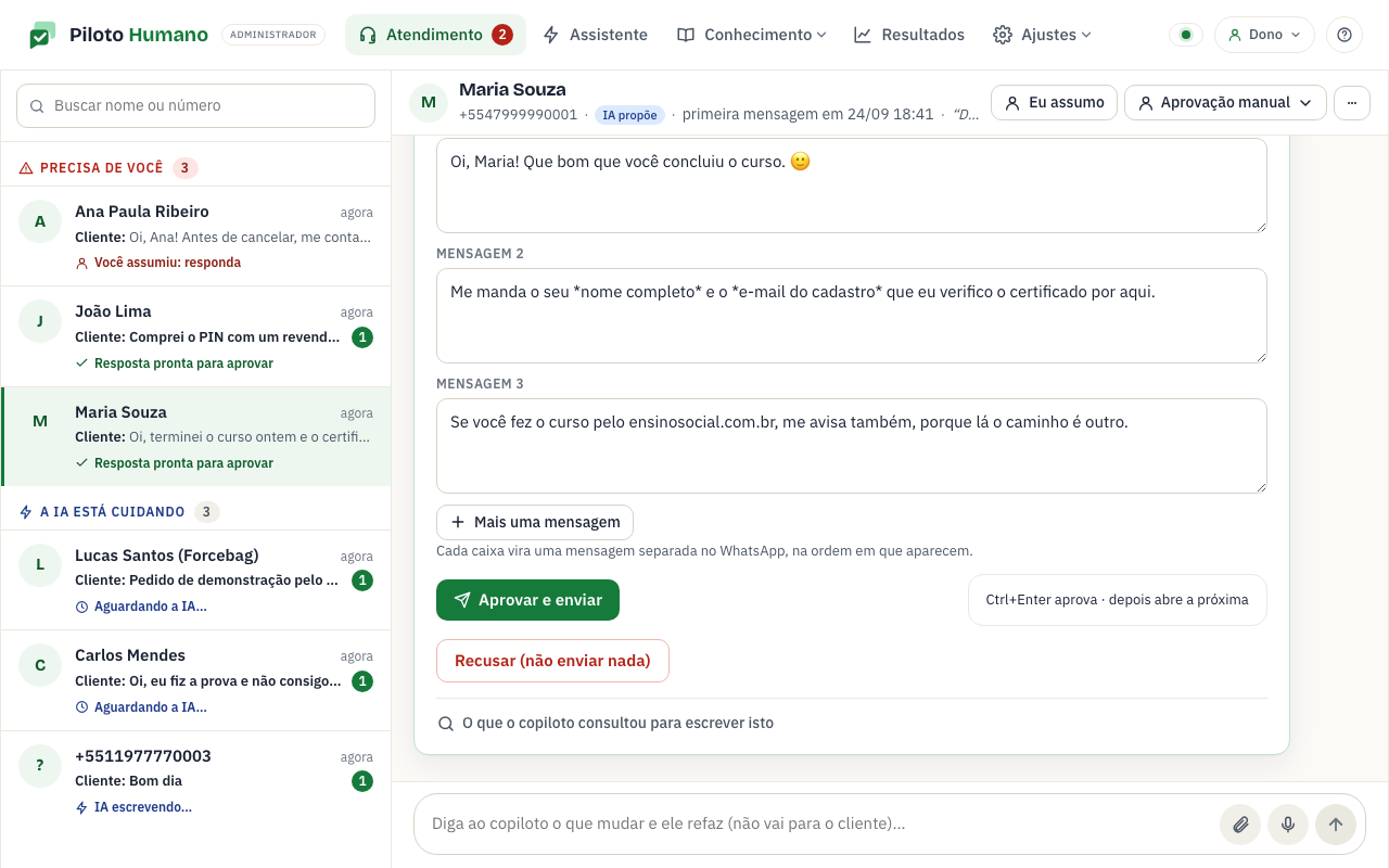 Conversa com sugestão